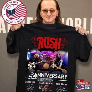 55 Years Rush Band 1968  Signatures T-Shirt Gift For Fan Shirt